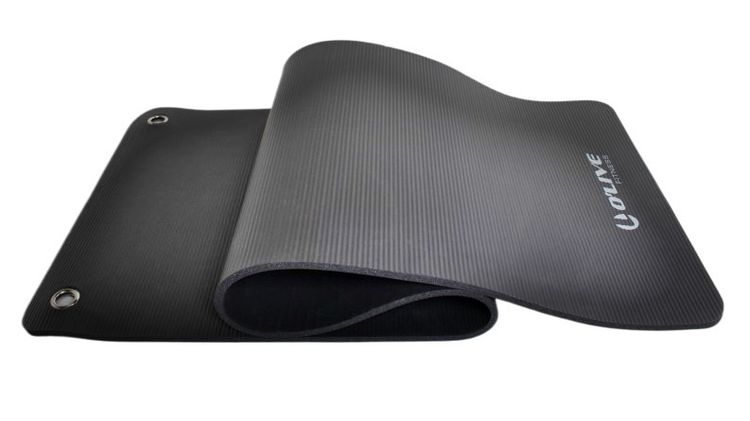 OLIVE - Colchão de Pilates c/ Olhais, Negro, 180x61x1cm
